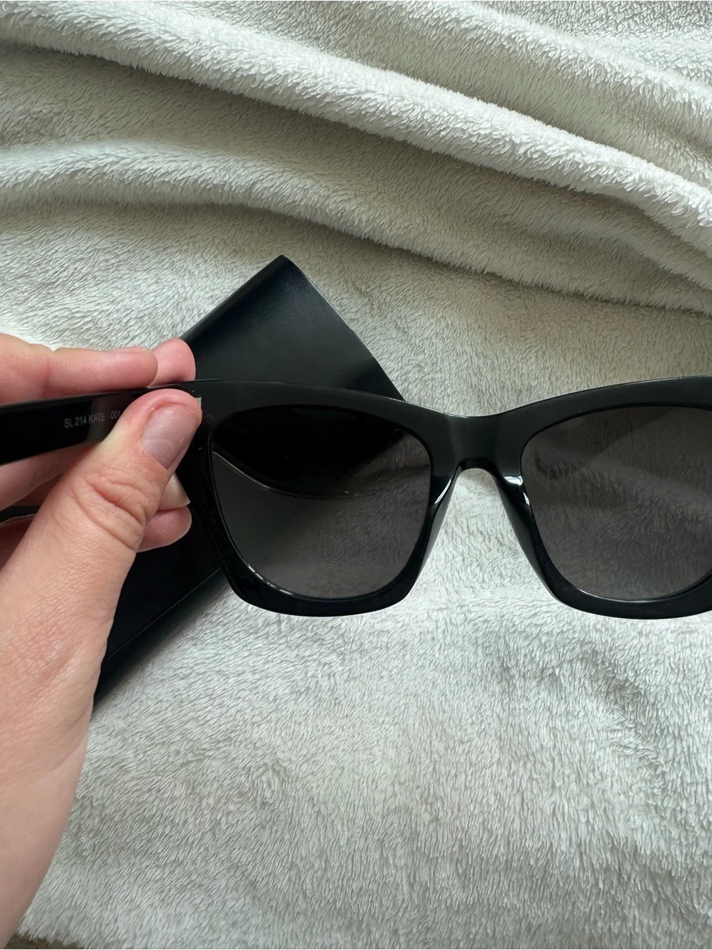 Saint Laurent SL 214 Kate Cat Eye Sunglasses Black Oversized Italy YSL